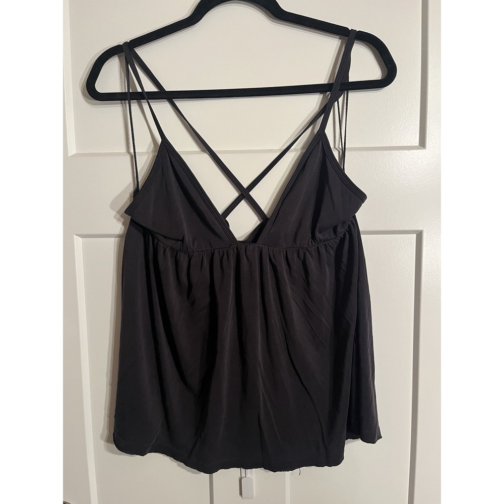 Free People Womens Black Strappy Babydoll Cami Top Criss Cross Back Boho